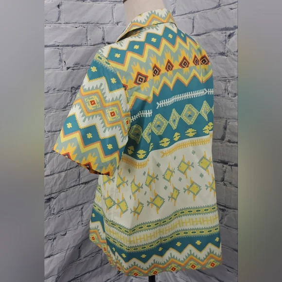 Saint Javelin Crimea Beach Party Hawaiian Open Collar Shirt Tribal Southwestern - Picture 7 of 10